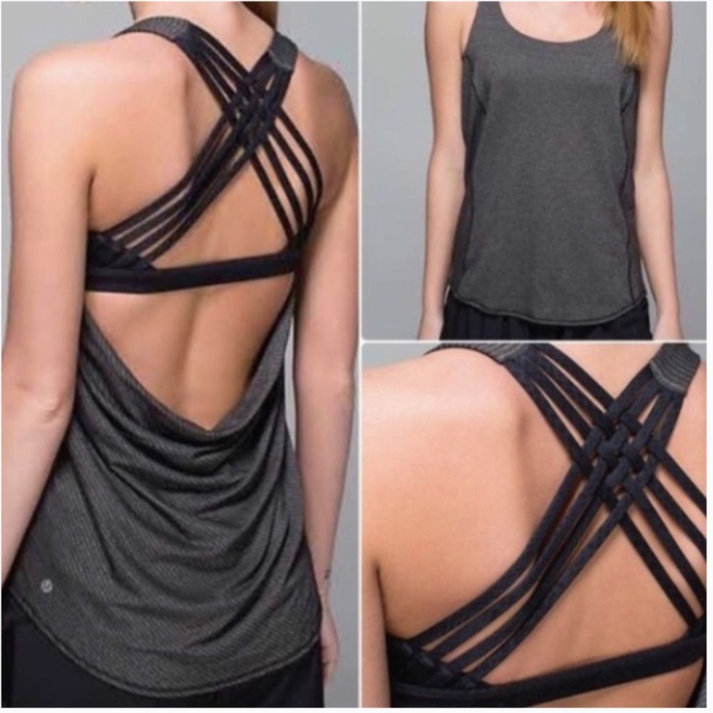 Lululemon Wild Tank Grey Stripe/Black 12